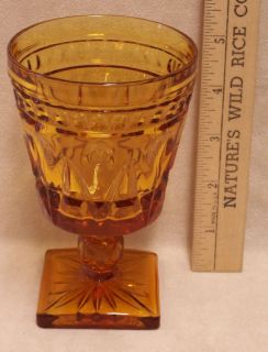 Vintage Glass Goblet Amber Color Pressed Glass RARE Design