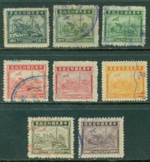 CHINA   SHANGHAI  Lot of 8 Used Revenue Stamps w/$100,000 Value