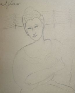 Beautiful graphite pencil drawing w COA Amedeo Modigliani signed