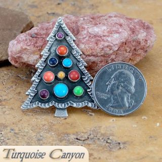 Navajo Native American Turquoise Shell Christmas Tree Pin SKU 224430 