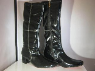 Amiana Black Patent Go Go Dress Boots Size 4B New in Box Very Stylish 