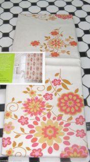 AMY BUTLER Fabric Shower Curtain ORANGE PINK FLORAL Momento