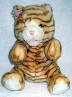 Animal Alley Cat Hand Puppet Orange Striped 10 Sitting Stuffed Plush 