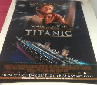 Titanic 3D DVD Movie Poster 1 Sided Original 27x40 Leonardo DiCaprio 