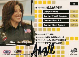 Angelle Savoie Sampey autographed TEAM US ARMY PRESS PASS NHRA 2005 