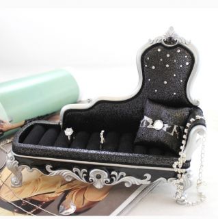    Chaise Lounge Chair Ring Holder Black Metallic Leopard Print Animal