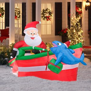 New Animated Airblown Santa Fishing in Boat Christmas Inflatable 4 