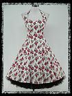 dress190 WHITE & PINK FLORAL 50s RETRO PARTY VINTAGE COCKTAIL PROM 
