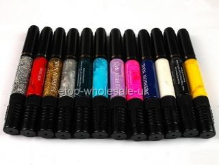   New 12 Colors Two way Acrylic For Nail Art Polish pen Design Fashion