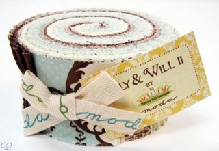   roll aqua 40 2 5 inch strips lily and will by bunny hill designs for