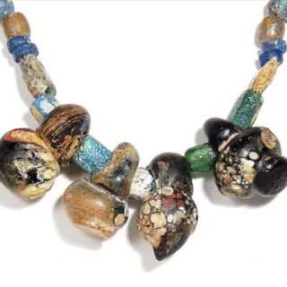 RARE Ancient Glass Bead Necklace Ex BONHAMS London ROMAN Jewelry 