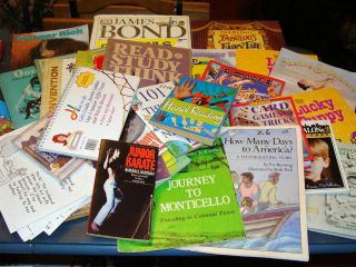 Lot of 33 Books For Kids Biography History Fiction Workbooks + a 