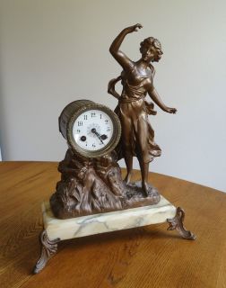 Antique French Figural Mantel Clock Works