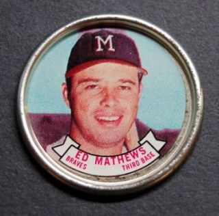 eddie mathews 1964 topps coin 33 milwaukee braves ex time