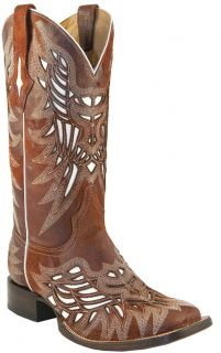 LUCCHESE DISTRESSED CALF HANDCARVED WITH WHITE BACKGROUND COWBOY BOOTS 