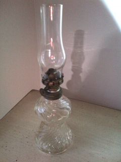 Antique Miniature Oil Kerosene Lamp P A Acorn Burner Swirled Glass 