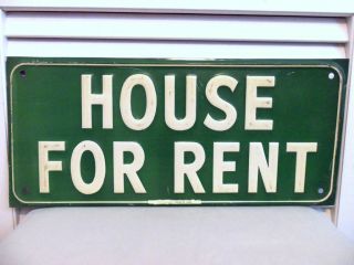 VINTAGE 50S 60S HOUSE FOR RENT SIGN EMBOSSED METAL FOR EXTRA INCOME