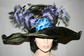 green victorian hat plumes feathers mary poppins