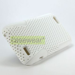 White Apex Perforated Hard Cover Phone Case for HTC One V Virgin 