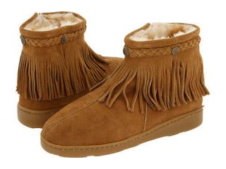 NWT Box Minnetonka Womens Sheepskin Side Zip Fringe Suede Boots 