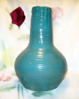 Antique Pottery Vase Combed Chinese Blue Glaze NC Jugtown