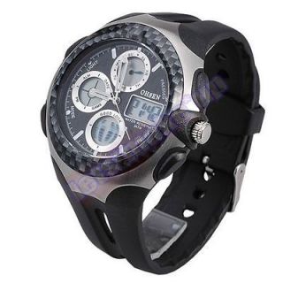   Boy Cool Black II Core Dual Time 3 Hands Clock Pilot Army Sport Watch