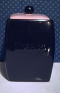Alco Industries Ceramic Square Black Pink Treats Canister Jar