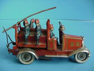 Antique Germany Tin Wind Up Toy Fire Truck Penny Toy