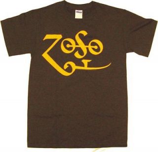 jimmy page classic zoso logo men s tee shirt brown