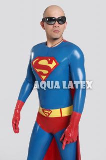 Superman Rubber Latex Catsuit Zentai Full Bodysuit (Free Shipping)