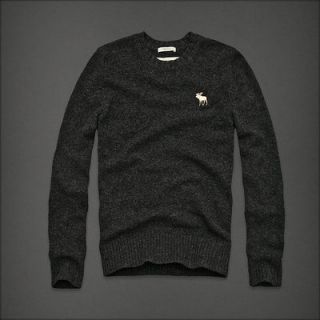 NEW Mens ABERCROMBIE & FITCH Wool Gray Moose Logo Vintage Sweater Sz.L 