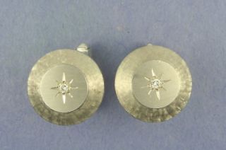 lucien piccard palladium cufflinks with diamond rare 
