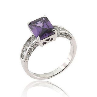   Emerald Amethyst Simulated 925 Sterling Silver Fashion Right Hand Ring