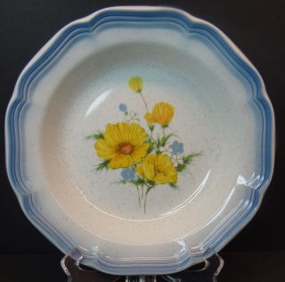 Set) Mikasa Country Club Amy Soup/Cereal Bowls Blue Yellow CA 503