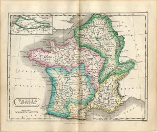 RARE Antique 1839 Butlers Atlas Map of Ancient France