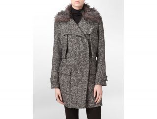 Calvin Klein Oversized Marled Cape Style Coat Womens