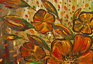 Painting Flower Abstract Modern Art on Canvas Impasto Texture Wall Art 