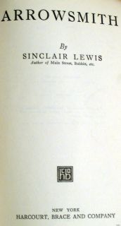 Arrowsmith   Sinclair Lewis   1st/1st   1925   First Edition  Nobel 