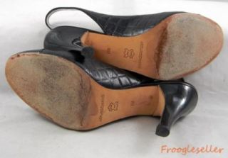 Arturo Chiang womens slingback heels shoes 8 M black leather & patent 