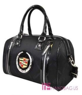   CADILLAC Tote Handbag Jacquard Monogram Boston Bag SET Black Ashley M