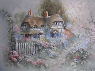 Andres Orpinas Oil on Canvas, English Country Cottage, Unlithographed 