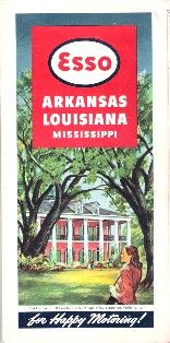 1948 Esso Gas Road Map Arkansas Louisiana Mississippi