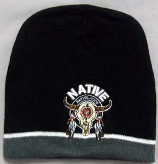 Wholesale 1 Dz Native Pride Embroidered Beanies Winter Caps Bullhead 