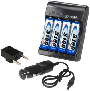 4AA Battery Home Car Charger for Fujifilm FinePix HS25EXR HS28EXR 