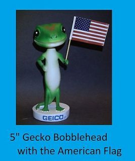   GECKO Bobblehead 5 / Bobble Head Lizard w/ American Flag 2011 / 2012