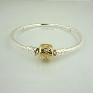 Authentic Pandora s Silver 14k Gold Clasp Bracelet 18cm