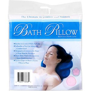 Terry Cloth Inflatable Bath Pillows with Suction Cups Pink