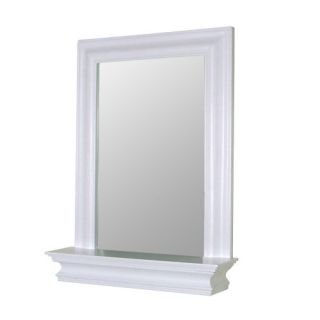 NEW! Wall Framed Bathroom/Bedroom White Wood Mirror W Edge Shelf 