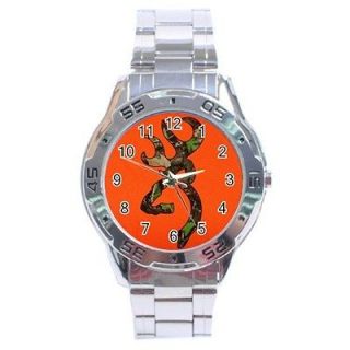   listed Mens Orange Deer Skull Camo Stainless Steel Analogue Watch