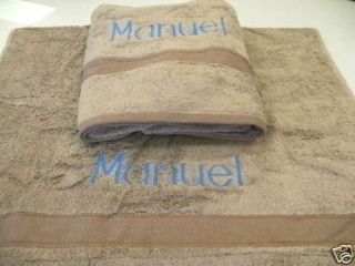   Store 2 Brown Egyptian Cotton Bath Towels Manuel Monogram #3712SVE76